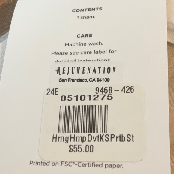 NWT REJUVENATION Herringbone Stripe Hemp King Duvet & 2 King Shams - Picture 8 of 8